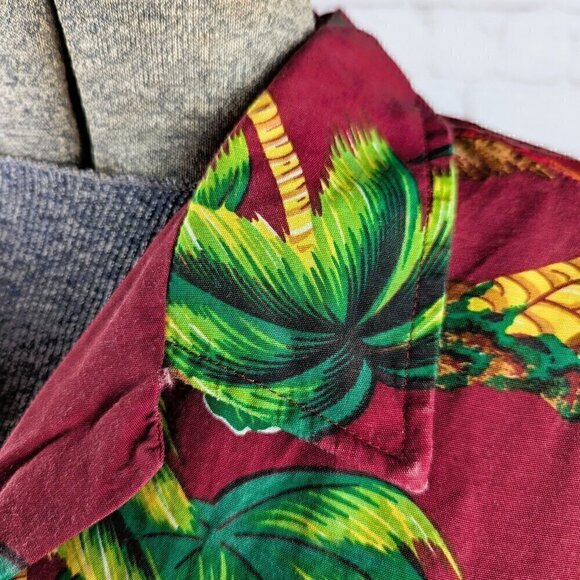 Vintage Kennington Ltd Red/Green Hawaiian Shirt M - Picture 5 of 11